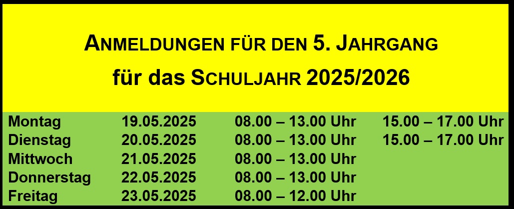 You are currently viewing Anmeldung 5. Klassen 2025/26